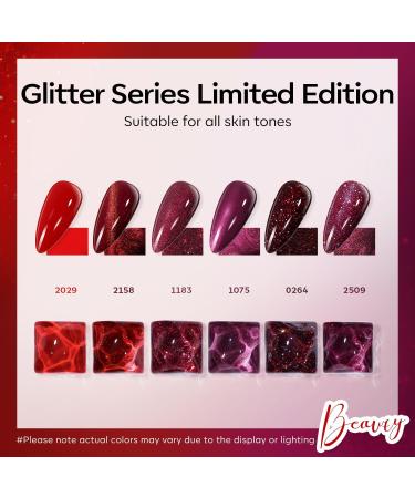 Modelones Gel Nail Polish Set 6 Colors Red Glitter Gel Polish Burgundy 9D Cat Eye Gel Nail Polish with Magnet Chameleon Shimmer Magnetic Gel Polish Set Nail Art DIY Salon Home for Women - Buy Online on SooperMarket.com