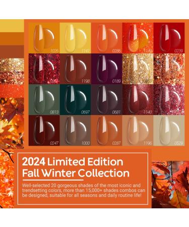 Modelones 20 Colors Gel Nail Polish Kit - Fall Winter Soak Off Set with Glitter Glossy & Matte Top Coats for DIY Manicure at Home A-1 Cozy Campfire - Buy Online on SooperMarket.com