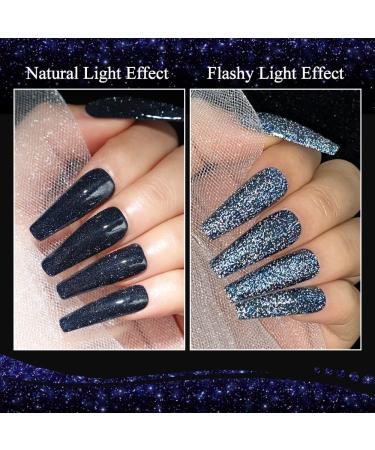 MIZHSE Diamond Gel Nail Polish Set - Reflective Glitter BD-005 Dark Blue - Soak Off LED Lamp Manicure Kit for Beginners at Home - Buy Online on SooperMarket.com