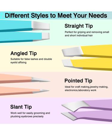 4-Piece Stainless Steel Tweezers Set for Ingrown Hairs - Facial Hair Removal for Men & Women (Multi-Colored) - Buy Online on SooperMarket.com