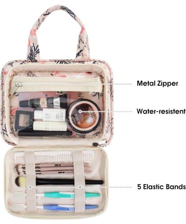 Large Beige Flamingo Toiletry Bag: Full Size Travel Makeup Organizer for Women - Buy Online on SooperMarket.com