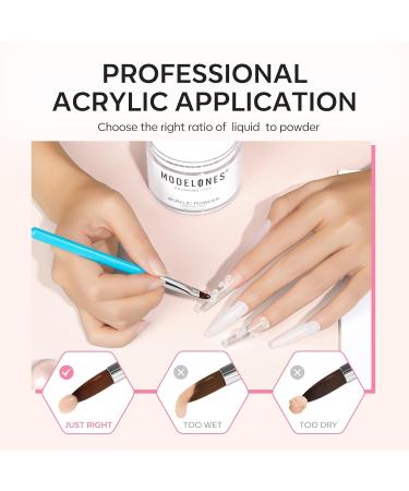 Modelones Acrylic Nail Kit - Clear White & Pink Powder Set with Rhinestone Glue & Brush | Perfect Starter Kit for Acrylic Nail Extensions - Buy Online on SooperMarket.com