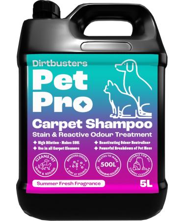 Dirtbusters Pet Pro Carpet Cleaner Shampoo Solution Deep Cleaning Stain Remover With Odour Neutraliser To Remove Dog & Cat Urine Carpet Cleaner Solution For Carpet Shampoo Machines (5L) 5 l (Pack of 1)