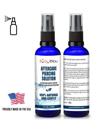 BodyJ4You Piercing Aftercare Saline Cleanser Spray | Natural Care Solution Mist with Tea Tree and Aloe | 4oz - Buy Online on SooperMarket.com