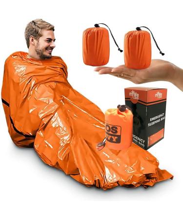 Gotyou 2 pieces of emergency survival sleeping bag waterproof emergency blanket ultra -light heat -repellent cold protection emergency sleeping bag survival bivouac sack first aid rescue blankets for outdoor camping