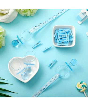 48 Pieces Baby Shower Decorations 24 Plastic Pacifiers and 24 Mini Clothes Pins Transparent Baby Showers Pacifiers Necklace Baby Girl Boy Pacifier Necklace for Party Favor Plastic Clothespins (Blue) - Buy Online on SooperMarket.com