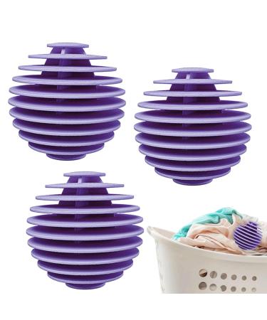 Laundry Balls for Dryer | Hair Remover for Laundry - Multi-Layer Vane Laundry Balls Anti-tangling Reusable Scrubbing Balls Anti Static Efficient Washer Balls for Quick Drying Hersil Purple