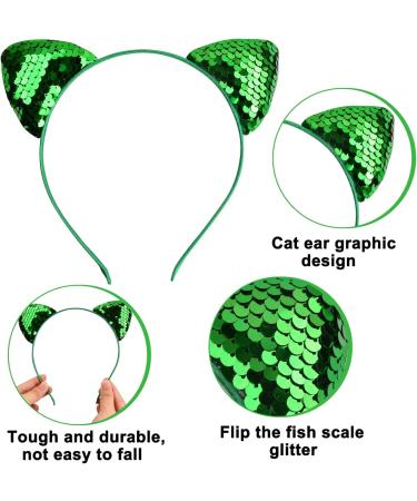 Bezavea 10 Pieces Cat Ear Hair Hoops Hair Hoop Shiny Reversible Sequin Cat Ears Headbands Glitter Cat Ears Headband Cat Ears Headbands Sequins for Women Girls Daily Life and Party Supplies - Buy Online on SooperMarket.com