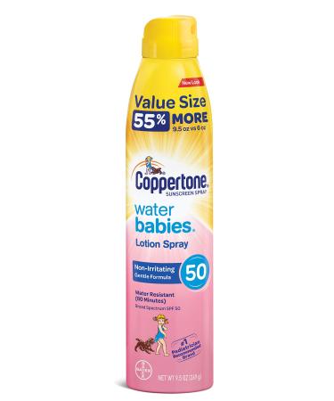 Coppertone Water Babies Spray Lotion 50 SPF 9.5 oz.