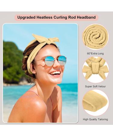 Upgrade Your Hair Game with CORATED 60 Extra Long Heatless Curling Rod Headband in Khaki - No Heat Hair Curler Kit for Short & Long Hair - Buy Online on SooperMarket.com