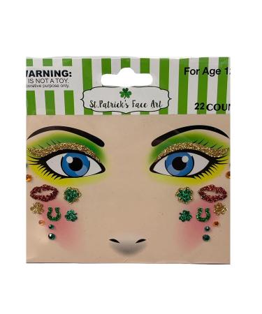 St. Patrick's Day Face Jewels & Gems Set - Glitter Rhinestones & Temporary Tattoos for Rave, Henna & Parties - Buy Online on SooperMarket.com