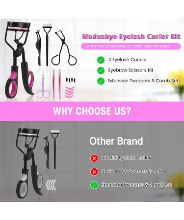 Moduskye 7-in-1 Eyelash Curler Set with 4 Replacement Pads - Long-Lasting Natural Lashes - Buy Online on SooperMarket.com