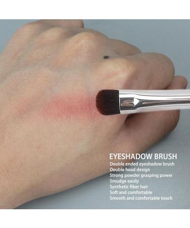 Eyeshadow Brush Silver Professional Soft Hair Eyelid Brush Double Ended Ergonomic for Makeup Artist for Home - Buy Online on SooperMarket.com