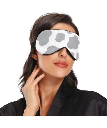 Haskirky Light Blocking Eye Mask - Adjustable Unisex Travel Mask for Deep Sleep - Grey Cow Print - Buy Online on SooperMarket.com