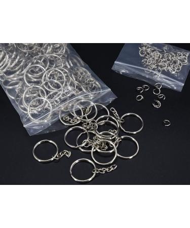 100 Pack 1 Inch Split Round Keychain Rings with Chain - Bulk Key Rings for Jewelry Making and Crafts - Buy Online on SooperMarket.com