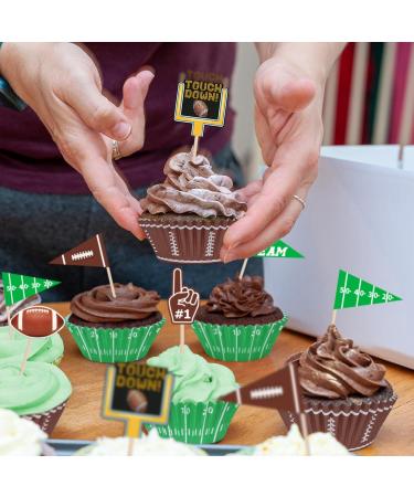 Football Party Supplies: 96-Count Football Cupcake Liners & 96pcs Cupcake Toppe - Perfect for Game Day Birthday and Tailgate Parties - Premium Football Cake Decorations - Football Party Favors - Buy Online on SooperMarket.com