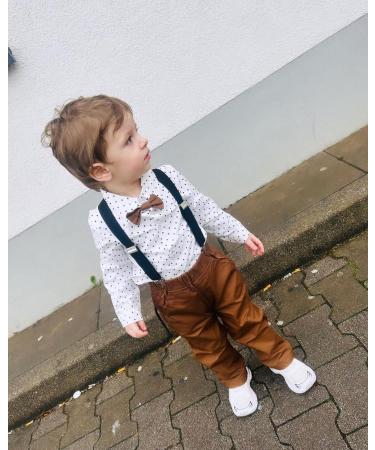 Volunboy Baby Boys Gentleman Suit 4PCS Outfit 2-3 Years | Formal Bow Tie Shirts + Suspenders Pants | Whitedots - Buy Online on SooperMarket.com
