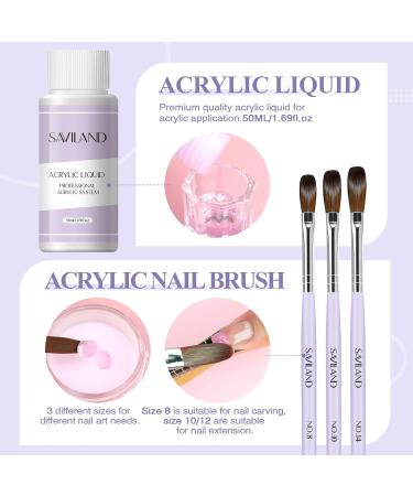 SAVILAND Acrylic Nail Kit for Beginners | Professional 15g Acrylic Powder & Liquid Monomer Set | Complete Acrylic Nail Brush & Forms | Perfect Gift for Nail Art Enthusiasts - Buy Online on SooperMarket.com