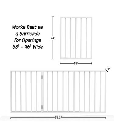 Petmaker 24-Inch White Wooden Indoor Dog Gate - Freestanding Accordion Style Fence for Doorways, Stairs or House - Buy Online on SooperMarket.com