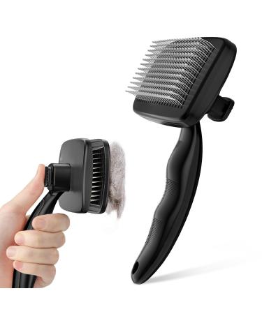 Pecute dog brush long-haired cat brush pet brush self-cleaning plucking brush dog comb fur brush dog gently underwool massage fur care brush for cats dog shorthair S-for short-haired cats just black