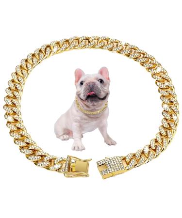 Cuban connection dog collar 17.7 '' Cuban link chain for dogs alloy diamond gold chain for dogs bling collar dog jewelry for cats puppy link gifts cuban linking