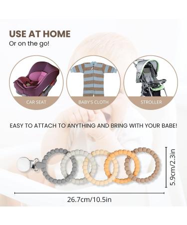 Kalovin Silicone Teether Rings - Clip-on Sensory Teething Links | BPA-Free Food Grade Teething Ring for Babies - Color 1 - Buy Online on SooperMarket.com