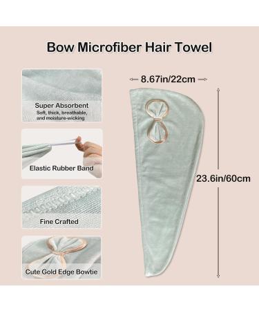 Jseng Microfiber Hair Towel Wrap for Women - Fast Drying Turbans with Cute Bowtie | 2 Packs for Curly Long Wet Hair - Cream & Brown - Buy Online on SooperMarket.com