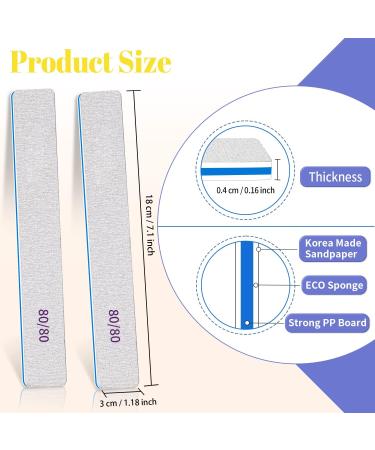25 Pcs 80/80 Grit Nail Files for Acrylic and Gel Nails - Professional Double Sided Emery Board for Home and Salon Use - Coarse G80/80 Nail File for False Nails - Buy Online on SooperMarket.com