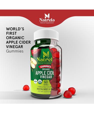 Natrela Organic Apple Cider Vinegar Gummies with The Mother - 60ct | USDA Certified, Vegan, Immune & Detox Support - Buy Online on SooperMarket.com