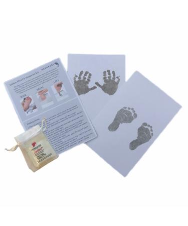 BUSHBABY Baby Hand and Footprint Kit Inkless Prints Hand & Feet Pet Dog Paw Print Newborn Keepsake Essential Baby Gifts Unisex New Mum Baby Shower Gifts Unique Maternity Present Mums Expecting 1 wipe Silver