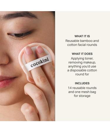 Cocokind Reusable Facial Rounds - Eco-Friendly Makeup Remover Pads Made from Bamboo & Cotton | Sustainable Cotton Rounds with Bag for Easy Use - Buy Online on SooperMarket.com