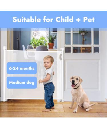 Papablic Retractable Baby Gate | Auto Lock Safety Gate for Baby & Pet | 34 Tall Extends to 54 Wide | Extra Wide Dog Gate for Indoor Outdoor Stairs | White - Buy Online on SooperMarket.com
