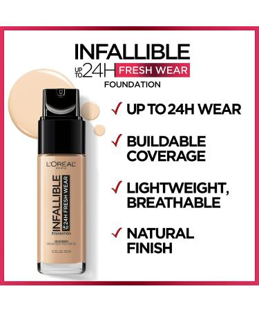 Buy L'Oreal Infallible 24HR Fresh Wear Foundation - Breathable Coverage  10 Fl Oz - Buy Online on SooperMarket.com