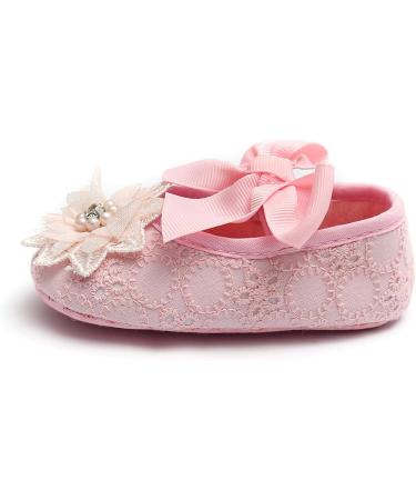 Cute Baby Girl Flower Shoes + Headband Set | Non-Slip Soft Toddler Shoes for Special Occasions | Christening and Wedding Party Shoes | 6-12 Months | Color Pink - Buy Online on SooperMarket.com
