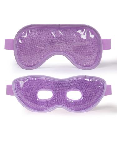 Cavoilu 2Packs Gel Eye Mask Reusable Hot & Cold Cooling Eye Masks for Dark Circles and Puffiness Gel Ice Pack with Soft Plush for Migraine Stress Relief Sleep Gifts for Men Women Purple
