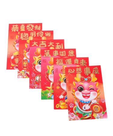 ABOOFAN 60pcs New Year Red Envelopes Money Gift Cash Packets Wedding Red Envelopes 2024 Dragon Year Red Packet Red Money Bag Li Xi Red Gifts Dragon Year Envelope Card Personality Paper