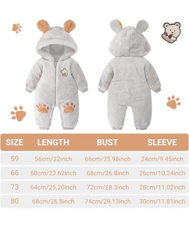 JiAmy Baby Boys Snowsuit | Girls Hooded Romper Winter Jumpsuit | Bear Cartoon Pajamas | Khaki 9-12 Months - Buy Online on SooperMarket.com