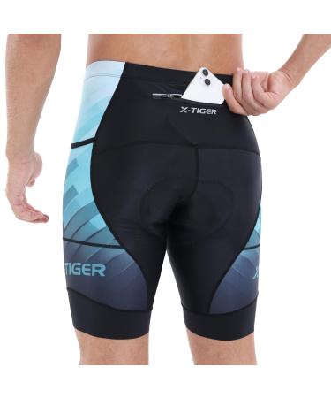 X-tiger cyclist men 5D padded bicycle pants men with 3 bags breathable elastic quick-drying bike pants bike short 37501 XL