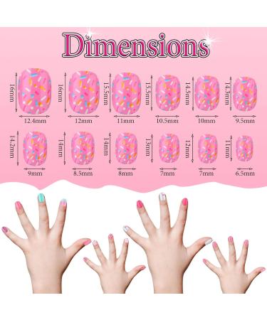 168 Pieces Girls Press on Nails for Kids Gift - Dark Pink Theme | Full Cover Short False Fingernails for Children - Nail Design Decoration - Buy Online on SooperMarket.com