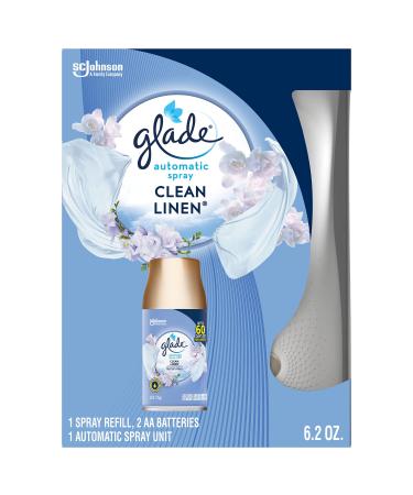 Glade Automatic Spray Refill and Holder Kit, Air Freshener for Home and Bathroom, Clean Linen, 6.2 Oz 1