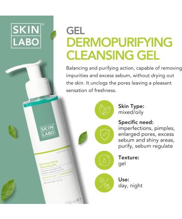 SkinLabo - Dermopurifying Cleansing Gel - Balancing and Purifying Action Removes Impurities with Salicylic Acid and Niacinamide - 150 ml New Version - Buy Online on SooperMarket.com