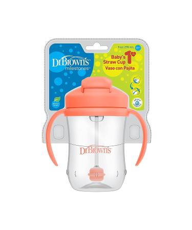 Dr. Brown's Milestones Baby's First Straw Cup Sippy Cup 6m+ Coral 9oz BPA Free - Buy Online on SooperMarket.com