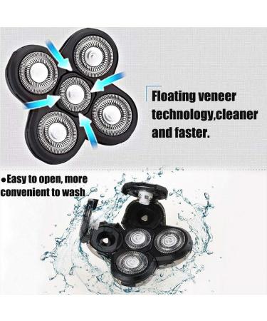 Pilarmuture 5 Head Shaver Replacement Heads - Easy Install Electric Razor Blades for Bald Men - Premium Quality Blue - Buy Online on SooperMarket.com