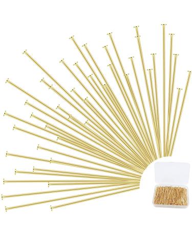 700 Pieces Flat Head Pins 2 Inch for Jewelry Making DIY  Straight Head Pins Findings Gold Jewelry Making Pin Metal End Headpins for Craft Earring Bracelet Necklace Pendant Supplies
