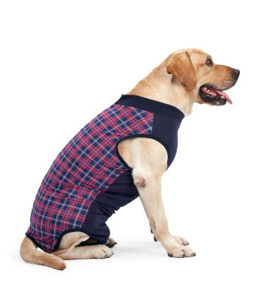 Heywean Hundebody after op castration wound protection suits for dogs professional pet recovery Suit Hund Medical Shirt Body Suit After the Operation Dog pet surge suit for dogs M (pack with 1) Marine Plaid