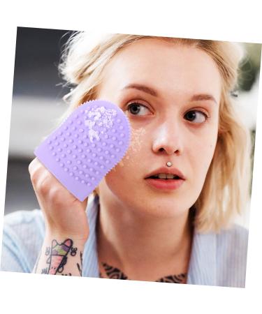 Beavorty Cleansing Massage Finger Cots Cleansing Facial Brush Skin face Scrubber for Women deep Cleaning Brush face wash Scrubber face Lotion for Women Silica Gel Makeup Remover Miss pores Violet 11.8X10CM - Buy Online on SooperMarket.com