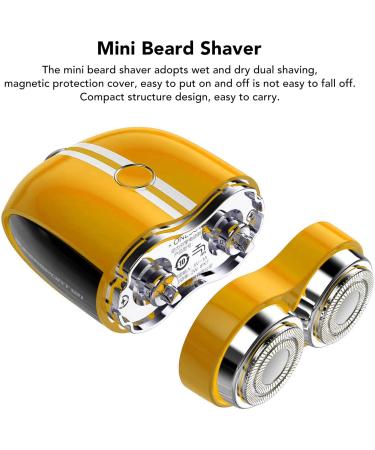 Electric Beard Trimmer Mini Electric Beard Shaver 10 300RPM Type C Charging Wet and Dry Dual Use for Travel (Yellow) - Buy Online on SooperMarket.com