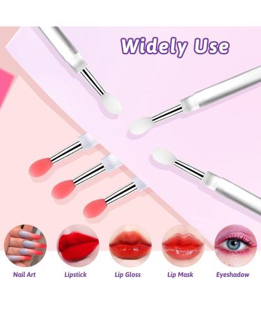 Silicone Nail Powder Applicator Brush Set - 10 Pcs Reusable Lip & Nail Art Brushes for Holographic Chrome Glitter Mirror Finish Makeup - White - Buy Online on SooperMarket.com