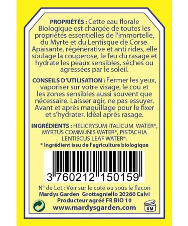 Eau de Jouvence 100ml - Corsican Organic Face Mist with Immortelle Myrtle & Mastic | International Shipping Available - Buy Online on SooperMarket.com