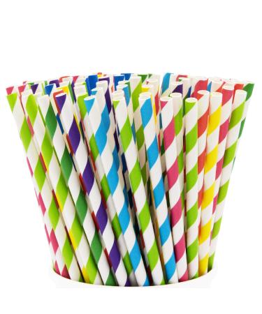 Paper Straws,100% Biodegradable Assorted Colors (Assorted Drinking Straws)